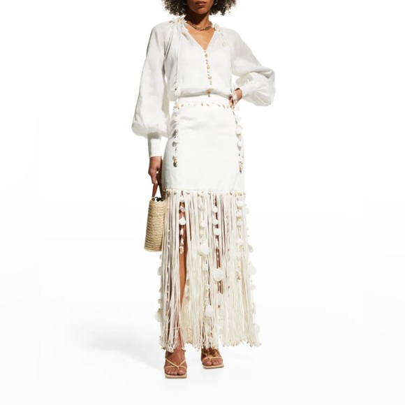 Zimmermann Dresses & Skirts - NWOT Zimmermann Postcard fringed white linen seashell skirt 3